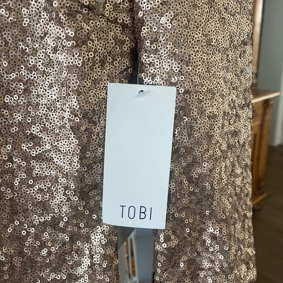 NWT Tobi sequin, bodycon mini dress, gold size S - Picture 8 of 13